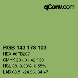 カラーコード: RGB 143 178 103 | qconv.com