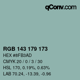 颜色代码: RGB 143 179 173 | qconv.com