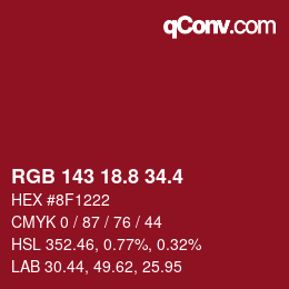 カラーコード: RGB 143 18.8 34.4 | qconv.com