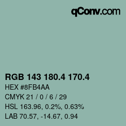 カラーコード: RGB 143 180.4 170.4 | qconv.com