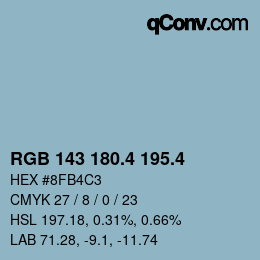 カラーコード: RGB 143 180.4 195.4 | qconv.com