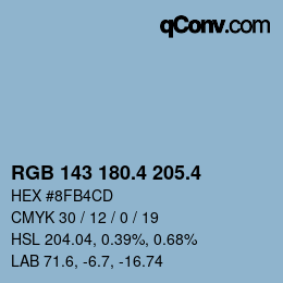 カラーコード: RGB 143 180.4 205.4 | qconv.com