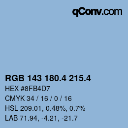カラーコード: RGB 143 180.4 215.4 | qconv.com