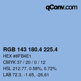 カラーコード: RGB 143 180.4 225.4 | qconv.com