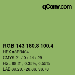 カラーコード: RGB 143 180.8 100.4 | qconv.com