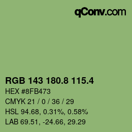 カラーコード: RGB 143 180.8 115.4 | qconv.com