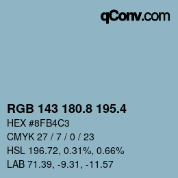 カラーコード: RGB 143 180.8 195.4 | qconv.com