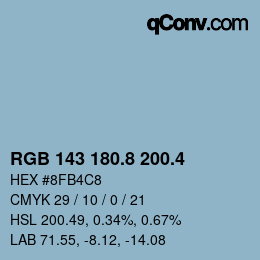 カラーコード: RGB 143 180.8 200.4 | qconv.com