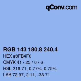 カラーコード: RGB 143 180.8 240.4 | qconv.com