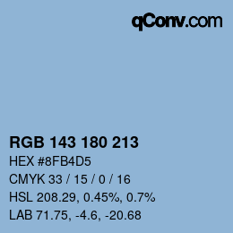 Color code: RGB 143 180 213 | qconv.com