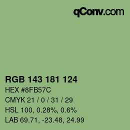 Color code: RGB 143 181 124 | qconv.com