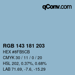 Color code: RGB 143 181 203 | qconv.com