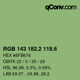 カラーコード: RGB 143 182.2 118.6 | qconv.com