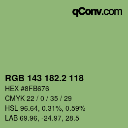 カラーコード: RGB 143 182.2 118 | qconv.com