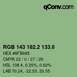 カラーコード: RGB 143 182.2 133.6 | qconv.com