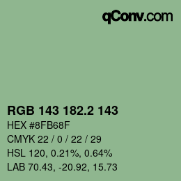 カラーコード: RGB 143 182.2 143 | qconv.com