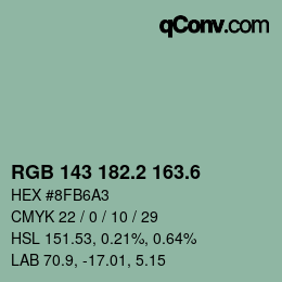 カラーコード: RGB 143 182.2 163.6 | qconv.com