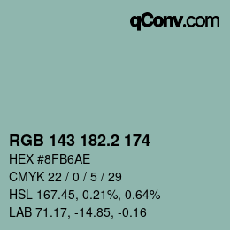 カラーコード: RGB 143 182.2 174 | qconv.com