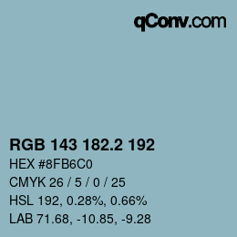 カラーコード: RGB 143 182.2 192 | qconv.com