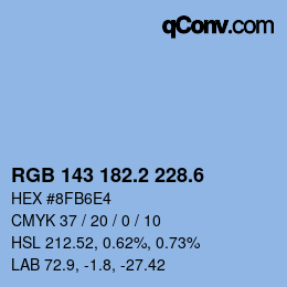 カラーコード: RGB 143 182.2 228.6 | qconv.com
