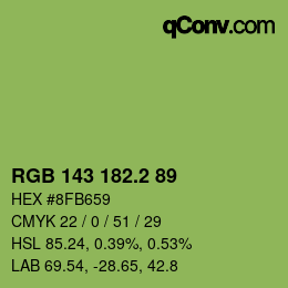 カラーコード: RGB 143 182.2 89 | qconv.com