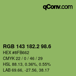 カラーコード: RGB 143 182.2 98.6 | qconv.com