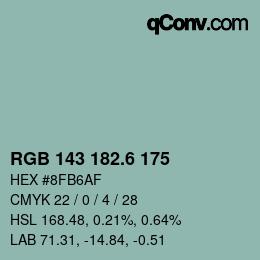 カラーコード: RGB 143 182.6 175 | qconv.com