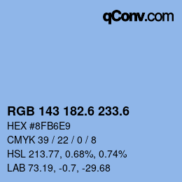 カラーコード: RGB 143 182.6 233.6 | qconv.com