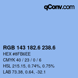 カラーコード: RGB 143 182.6 238.6 | qconv.com