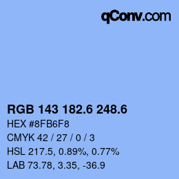 カラーコード: RGB 143 182.6 248.6 | qconv.com