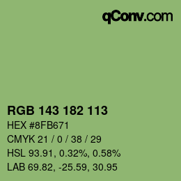 Color code: RGB 143 182 113 | qconv.com