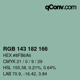 カラーコード: RGB 143 182 166 | qconv.com