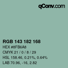 カラーコード: RGB 143 182 168 | qconv.com