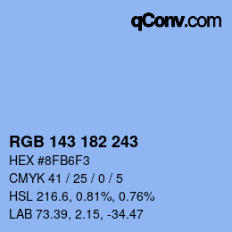 Color code: RGB 143 182 243 | qconv.com