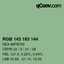 Color code: RGB 143 183 144 | qconv.com