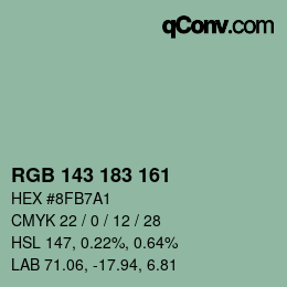 Color code: RGB 143 183 161 | qconv.com