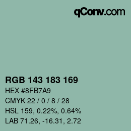 カラーコード: RGB 143 183 169 | qconv.com