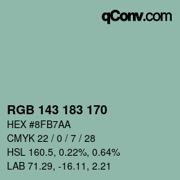 颜色代码: RGB 143 183 170 | qconv.com