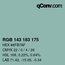 颜色代码: RGB 143 183 175 | qconv.com
