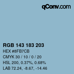 Color code: RGB 143 183 203 | qconv.com