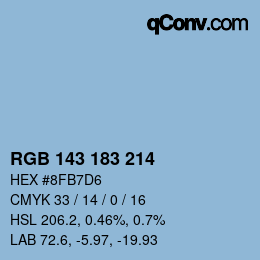 カラーコード: RGB 143 183 214 | qconv.com