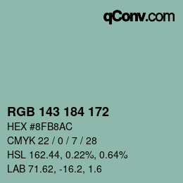 Color code: RGB 143 184 172 | qconv.com