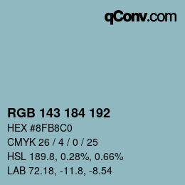 カラーコード: RGB 143 184 192 | qconv.com