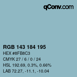 颜色代码: RGB 143 184 195 | qconv.com