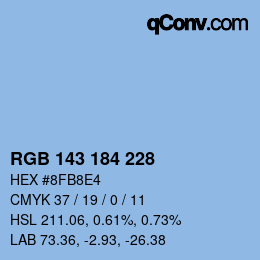 Farbcode: RGB 143 184 228 | qconv.com