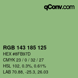 Color code: RGB 143 185 125 | qconv.com