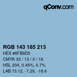 颜色代码: RGB 143 185 213 | qconv.com