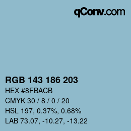 Color code: RGB 143 186 203 | qconv.com
