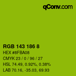 颜色代码: RGB 143 186 8 | qconv.com