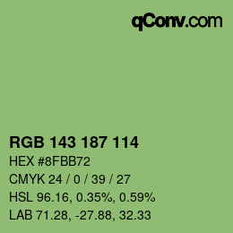 Color code: RGB 143 187 114 | qconv.com